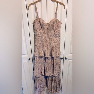 Lulus Pink Floral Tier Maxi Dress -S